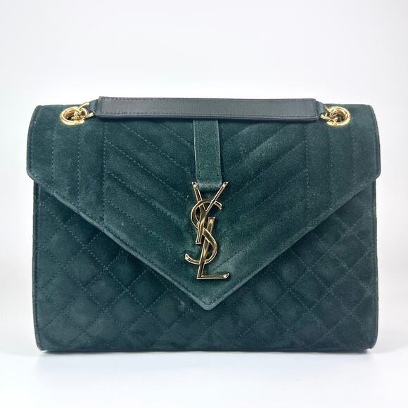 Saint Laurent Medium Suede Triquilt Envelope Shoulder Bag - Picture 3 of 13